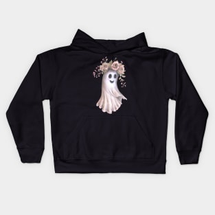 Boho Floral Cute Ghost Kids Hoodie